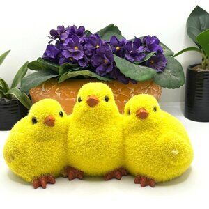 Fuzzy Yellow Chicks Trio Figurine Home Decor